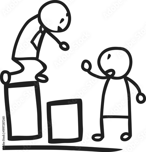 One Businessman Helping Another on Graph