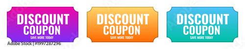 Colorful gradient discount coupons for sale marketing and save more today designs