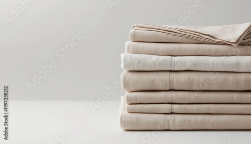 Several folded sheets stacked on top of each other on a table