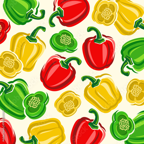 Pepper pattern background set. Collection icon pepper. Vector