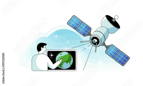 Global Satellite Communication and Technology Illustration