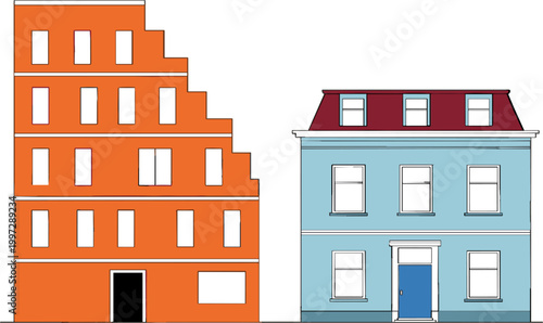 Colorful Urban House and Modern Building Illustration Set for Residential and Commercial Architecture Design