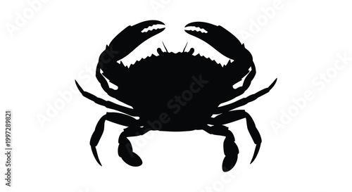 A striking black silhouette of a crab with detailed claws and legs silhouette