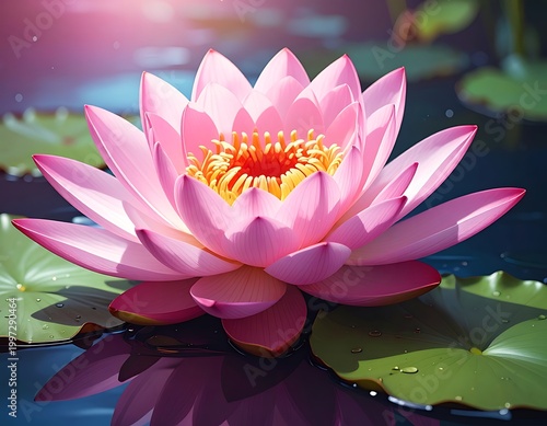 Pink lotus bloom serene