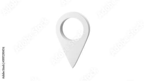 Location pin map marker gps icon navigation symbol white icon drop shadow minimal location pin icon with soft drop shadow
