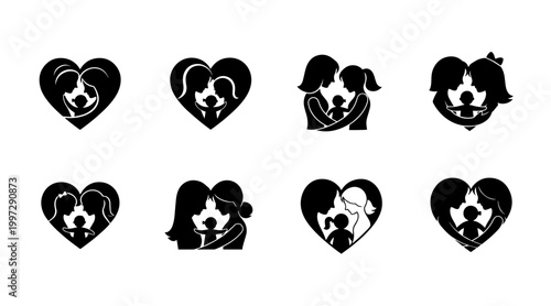 Mother and Child Forming Heart Silhouettes: Love, Family Bonding, and Care