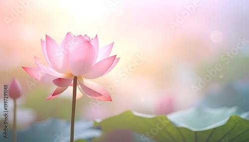 Pink lotus bloom sunlight