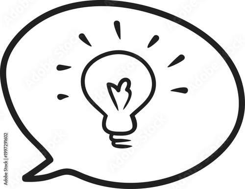 Speech Bubble with Glowing Lightbulb