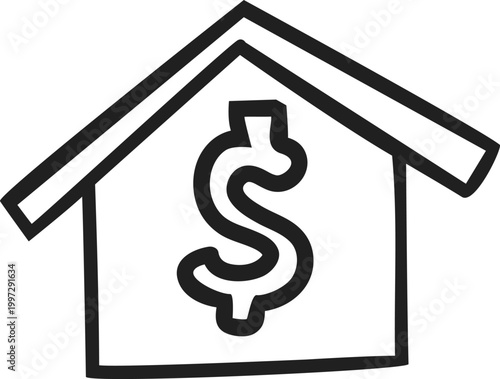 House with Dollar Currency Sign Inside