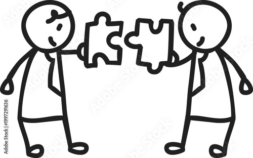 Two People Solving Jigsaw Puzzle