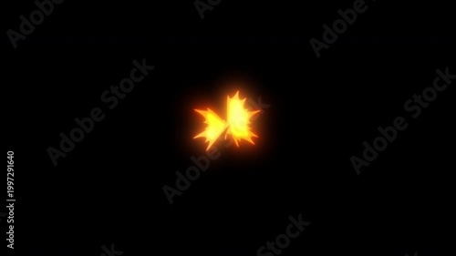 アニメ調の攻撃が当たった時に爆発して出る火花の衝撃波,2D,手書き,インパクト,火,炎