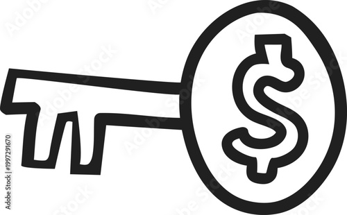 Key with Dollar Currency Sign Handle