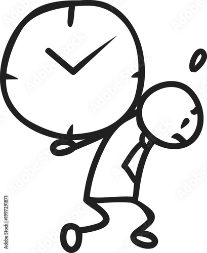 Sweating Businessman Carrying Large Clock