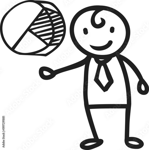 Businessman with Pie Chart on Palm