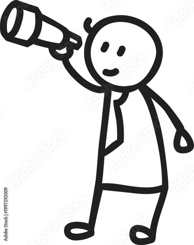 Businessman with Binoculars Looking Ahead