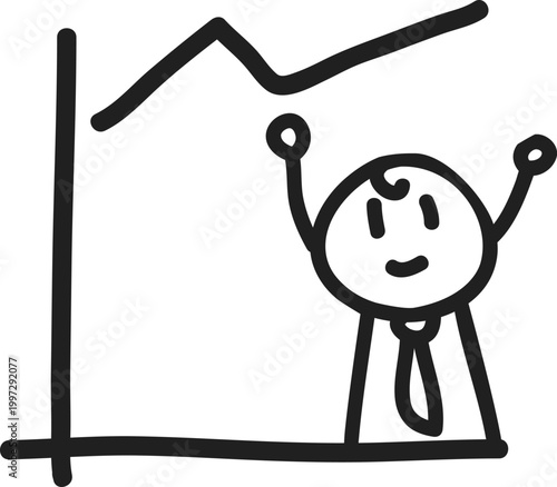 Businessman Trying to Catch Rising Graph