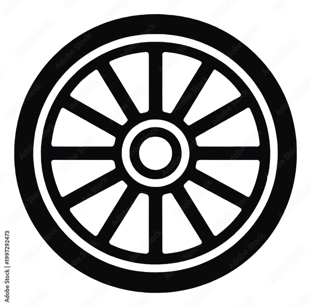 Fototapeta premium Simple Wheel Icon Outline for Transport or Motion Concept