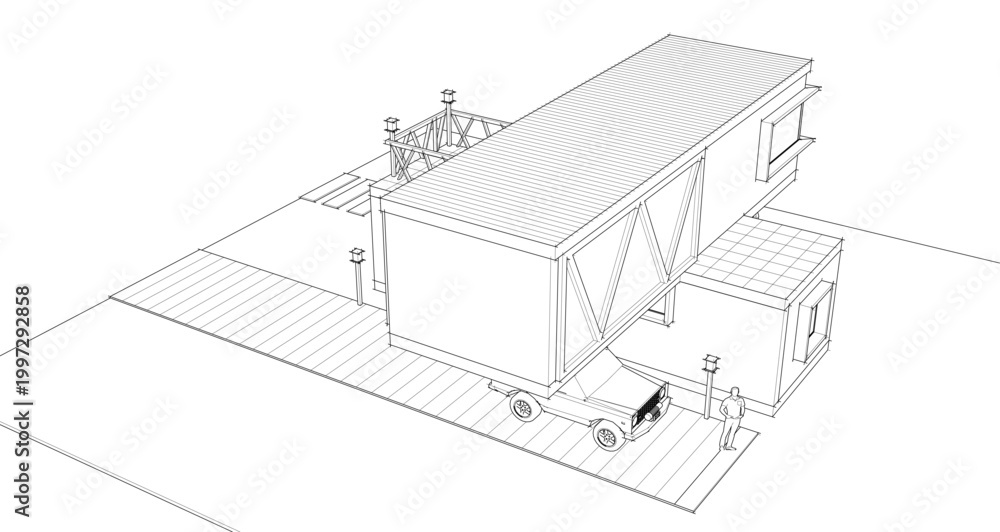 Fototapeta premium house with consoles 3d illustration