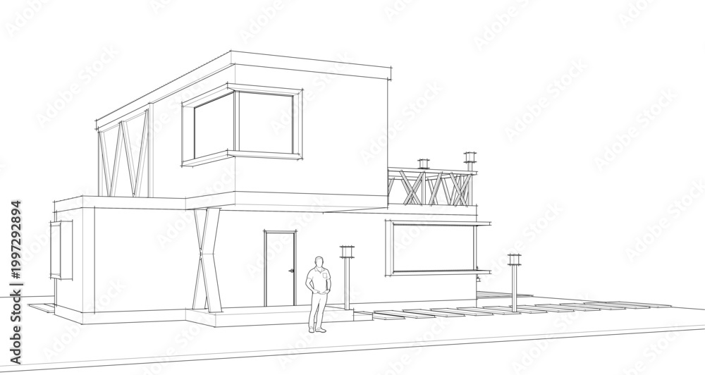 Fototapeta premium house with consoles 3d illustration