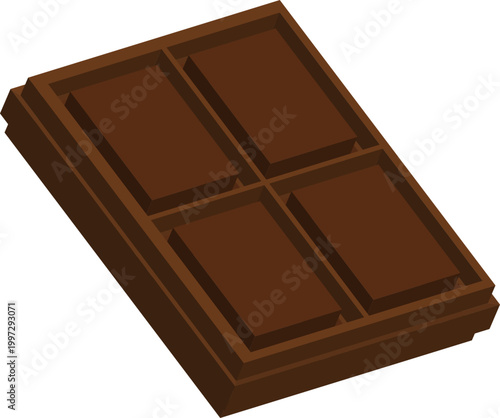 Dark Chocolate Delight A Tempting Piece of Brown Chocolate Bar Isolated on White