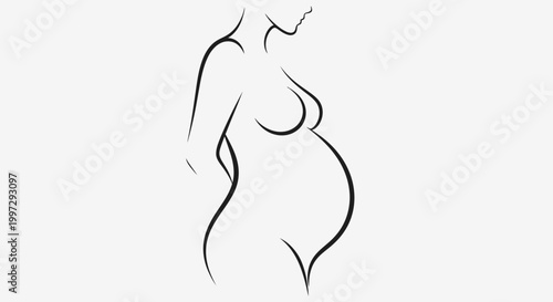 Simple line drawing of a pregnant woman.