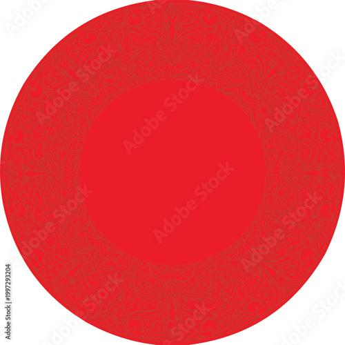 Mandala pattern in bright red acts as a vibrant circular focal point for various creative design applications.