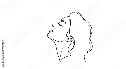 A minimalist line drawing of a woman's face.