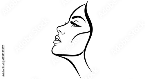 A minimalist line drawing portrait of a woman.