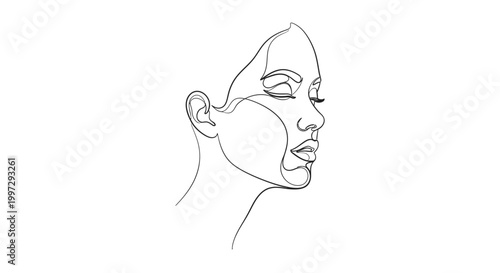 Minimalist line drawing of a woman's face.