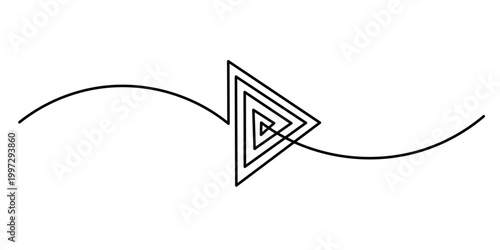 continuous line form a triangular layer. playing abstract line.