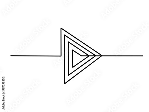 continuous line form a triangular layer. playing abstract line.