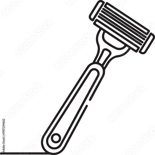 Modern razor outline icon with personal care line art hair removal smooth skin multi blade grooming illustration equipment accessory sterilization hygienic