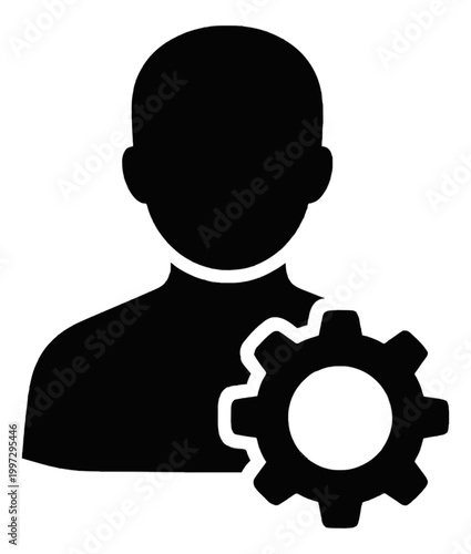 User Profile with Gear Settings Icon Vector Illustration