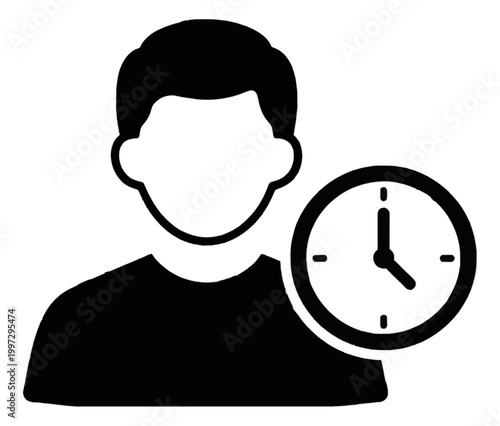 User Profile with Time Management Line Icon Design