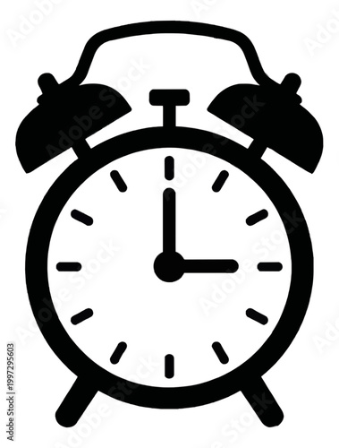 Vintage Alarm Clock Line Icon Design for Mobile App