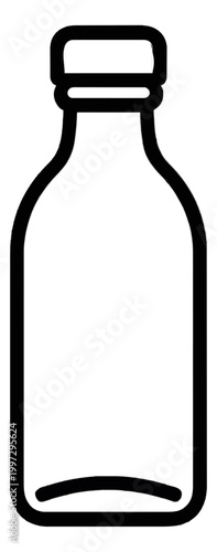 Vintage Bottle Icon Simple Outline Drawing for Product Label