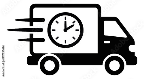 Vintage Gas Station Vehicle with Clock Icon Design