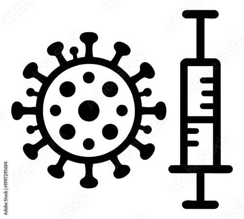 Virus and Syringe Vector Icon with Nobody