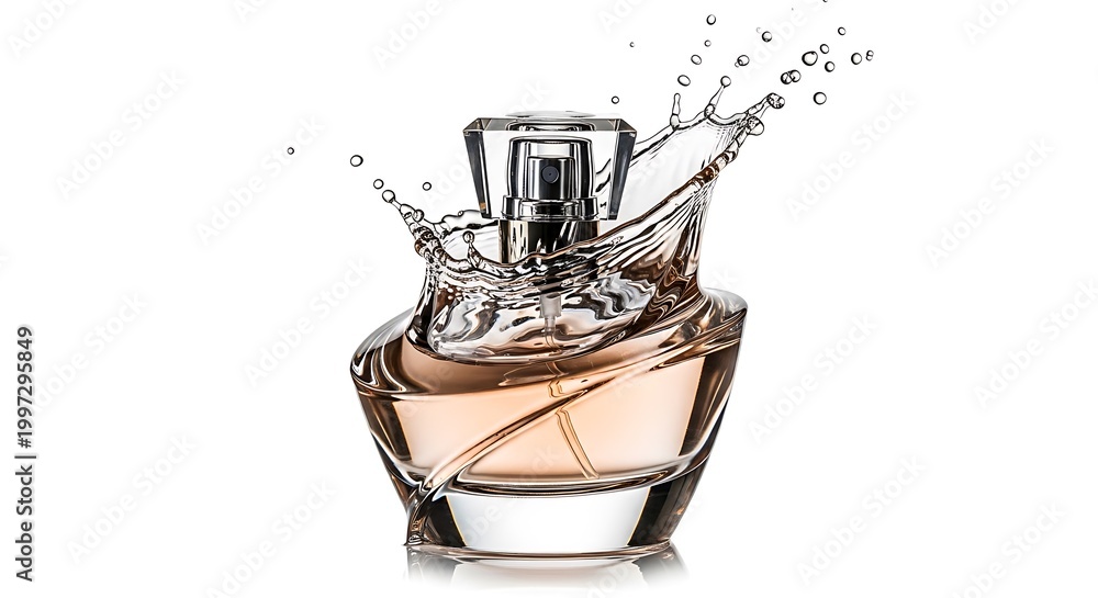Obraz premium Perfume bottle with splashing liquid