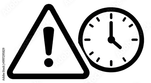 Warning Time Alert Triangle Icon Flat Design
