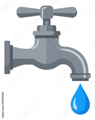 Water Faucet Dripping Icon Vector Illustration for Plumbing Concept