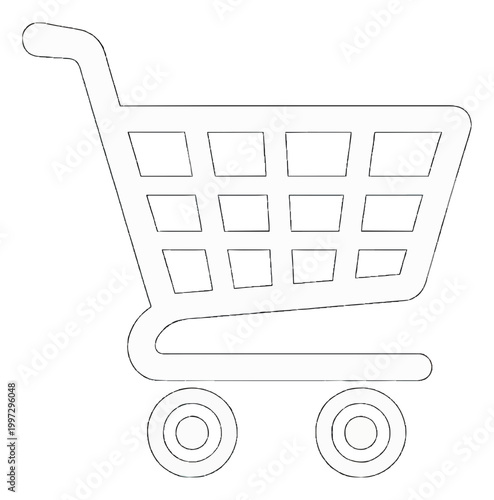 White Shopping Cart Flat Icon on Black Background