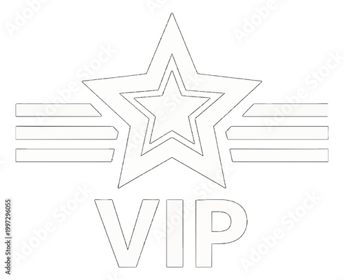 White Star Badge with Stripes and VIP Text Flat Icon