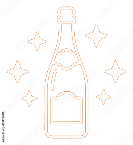 Wine Bottle Icon Outline Vector Style for Celebration