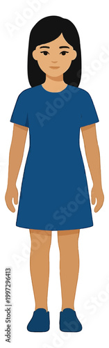 Woman Silhouette Vector Icon in Simple Blue Color