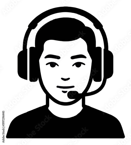 Woman Wearing Headphones Vector Icon