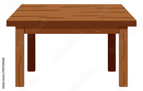 Wooden Table Icon Flat Design Simple Brown Furniture Element