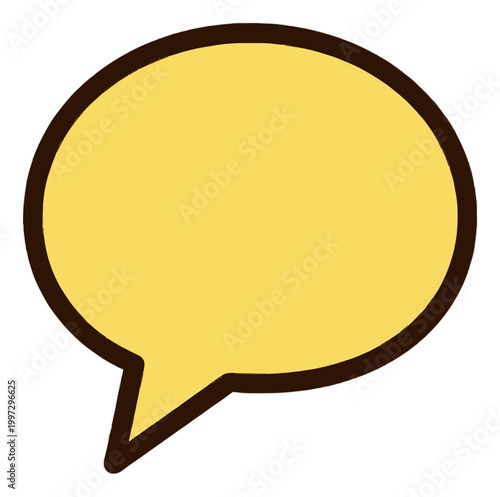 Yellow Speech Bubble Icon with Simple Outline Design