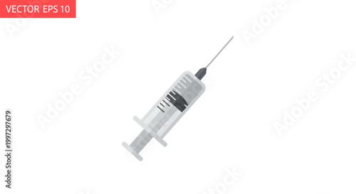 Medical Syringe with Needle - Vector Illustration