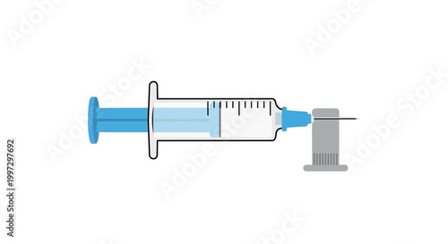 Medical Syringe with Needle Filling Liquid, Healthcare Illustration